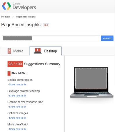 Page speed insights from Google